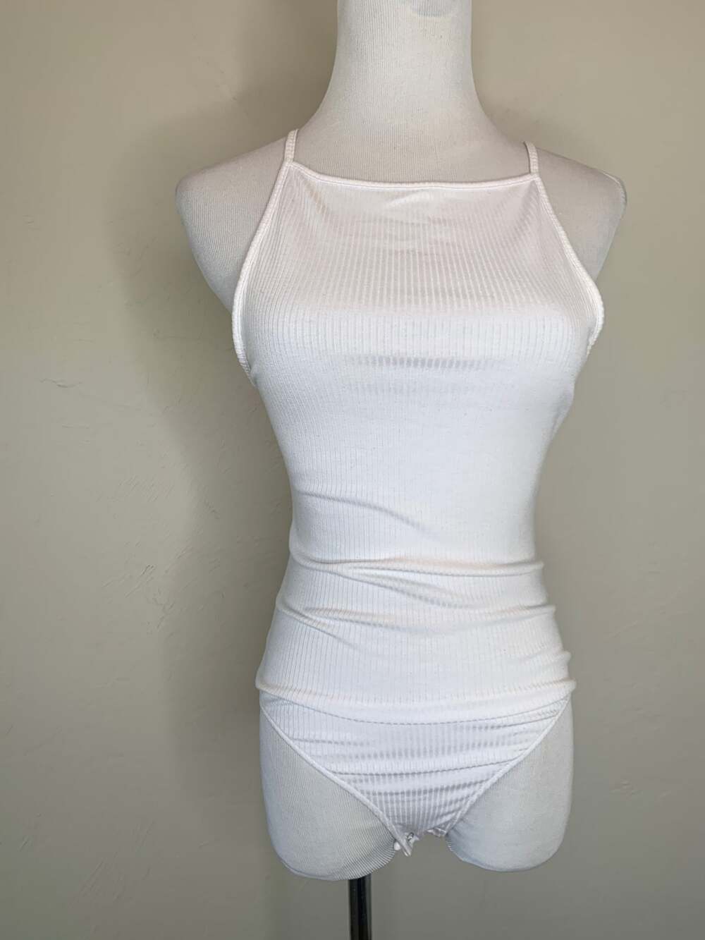 Culpos x INC White Ribbed Bodysuit Sz Small